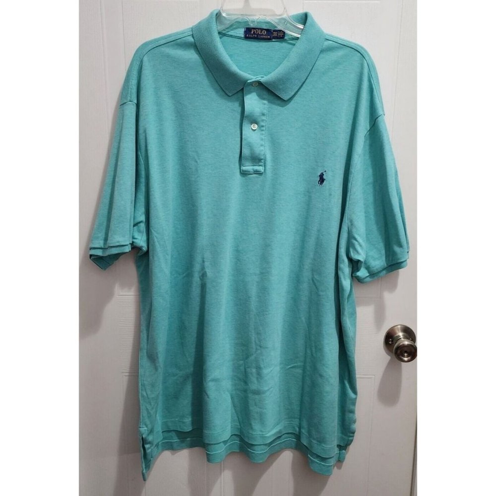 Polo Ralph Lauren Blue Short‎ Sleeve Polo Shirt Size 2XLT Navy Pony 100% Cotton